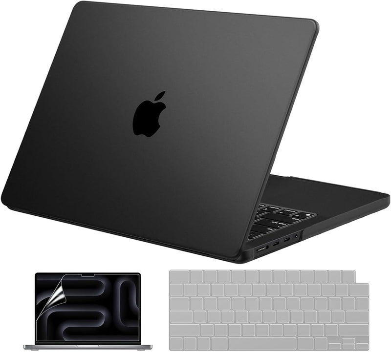 Eoocoo Case Compatible with MacBook Pro 14 inch 2026-2021 M5-M1 Pro/Max Chip, Ultra Anti-Fingerprint, Anti-Scratch, Frosted Hard Shell Cases with Keyboard Cover, Screen Protector - Matte Space Black - Image 1